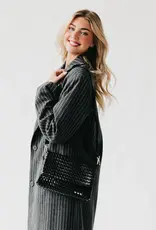 J.HOFFMAN'S Wrenlee Woven Flap Crossbody- Black