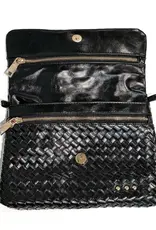 J.HOFFMAN'S Wrenlee Woven Flap Crossbody- Black