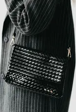 J.HOFFMAN'S Wrenlee Woven Flap Crossbody- Black