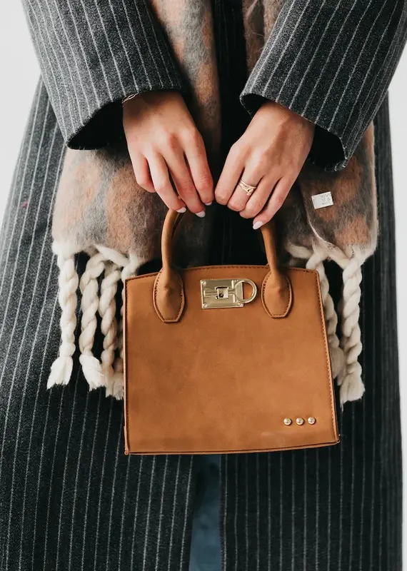 J.HOFFMAN'S Nixie Nubuck Small Tote- Camel