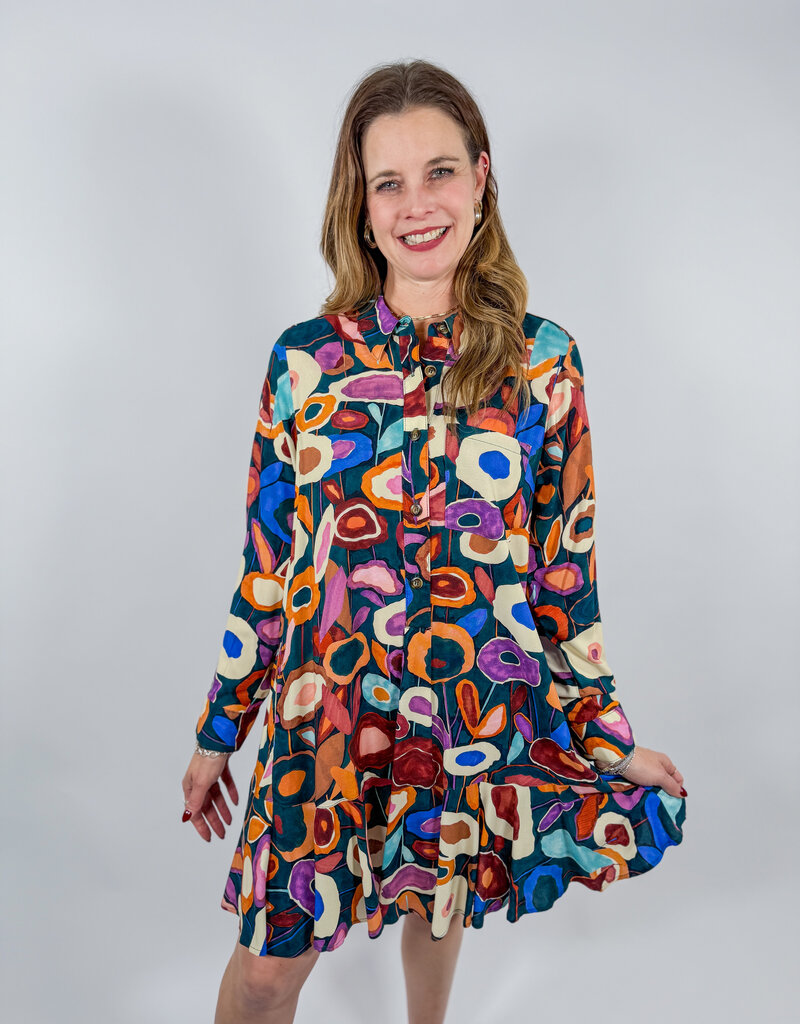 J.HOFFMAN'S Fall Blooms Dress- Hunter