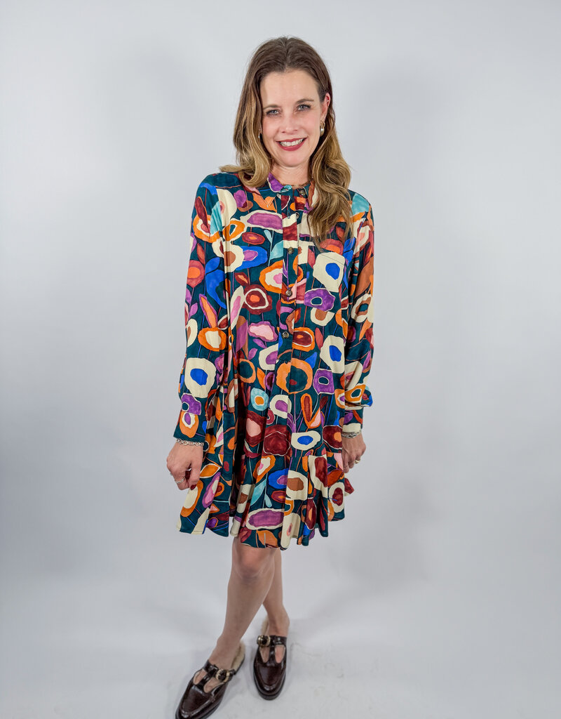 J.HOFFMAN'S Fall Blooms Dress- Hunter