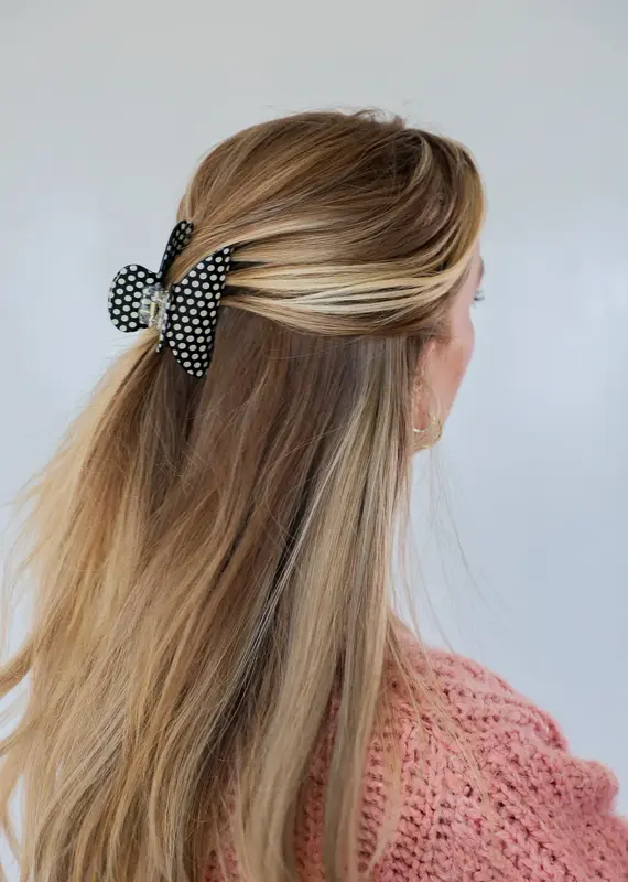J.HOFFMAN'S Black & White Midi Dot Claw Clip
