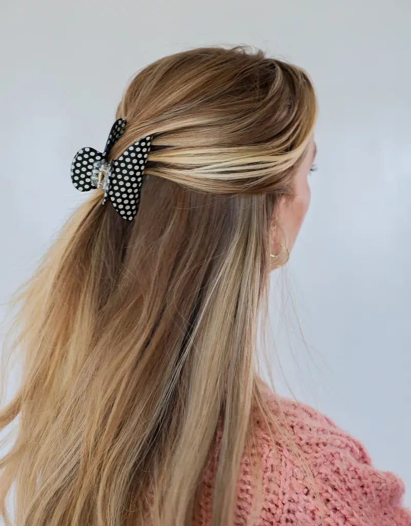 J.HOFFMAN'S Black & White Midi Dot Claw Clip