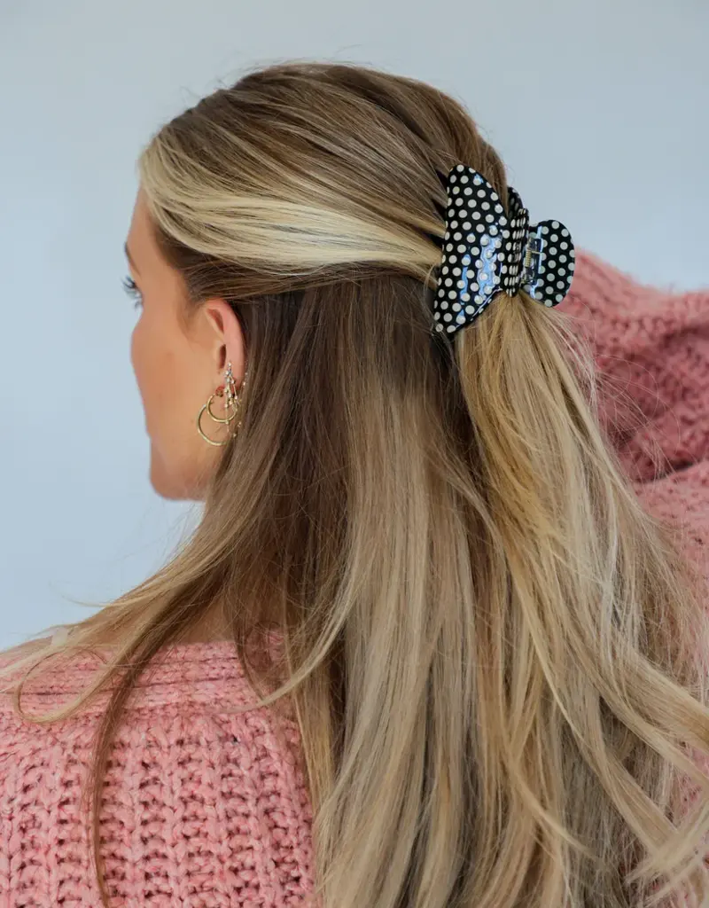 J.HOFFMAN'S Black & White Midi Dot Claw Clip