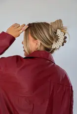 J.HOFFMAN'S Brown & Cream Petal Claw Clip