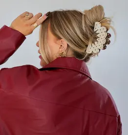 J.HOFFMAN'S Brown & Cream Petal Claw Clip