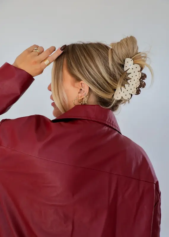 J.HOFFMAN'S Brown & Cream Petal Claw Clip