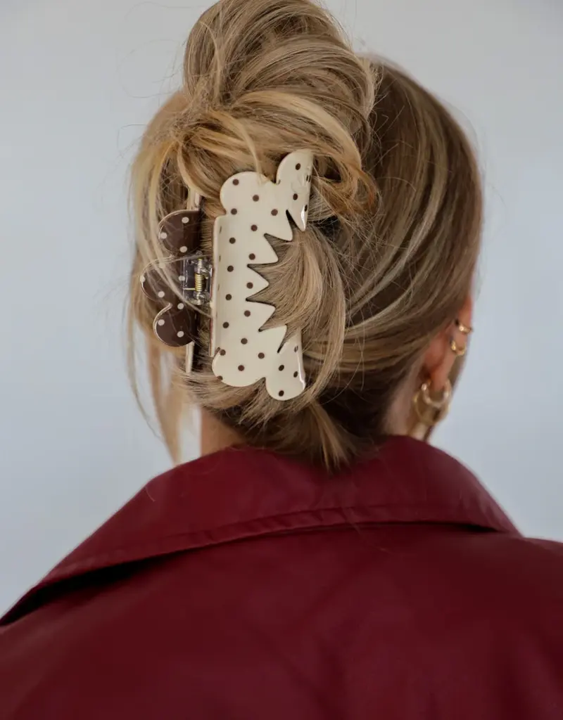 J.HOFFMAN'S Brown & Cream Petal Claw Clip