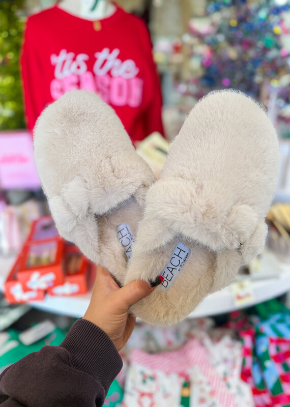 J.HOFFMAN'S Portland Faux Fur Slipper- Natural