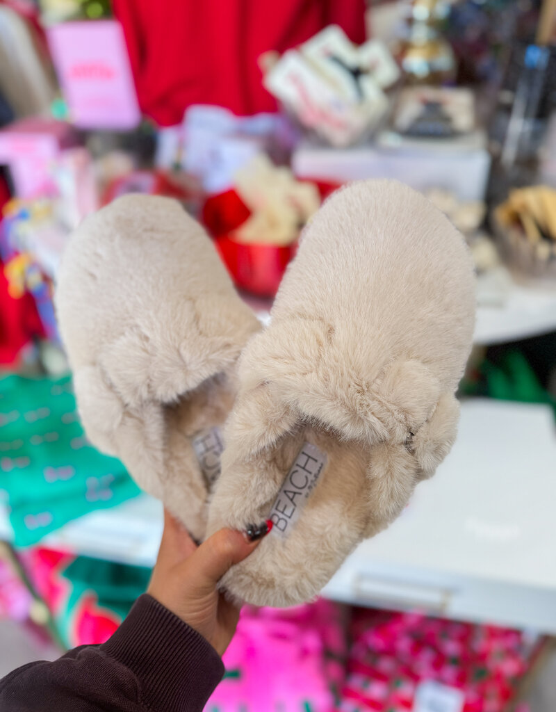 J.HOFFMAN'S Portland Faux Fur Slipper- Natural