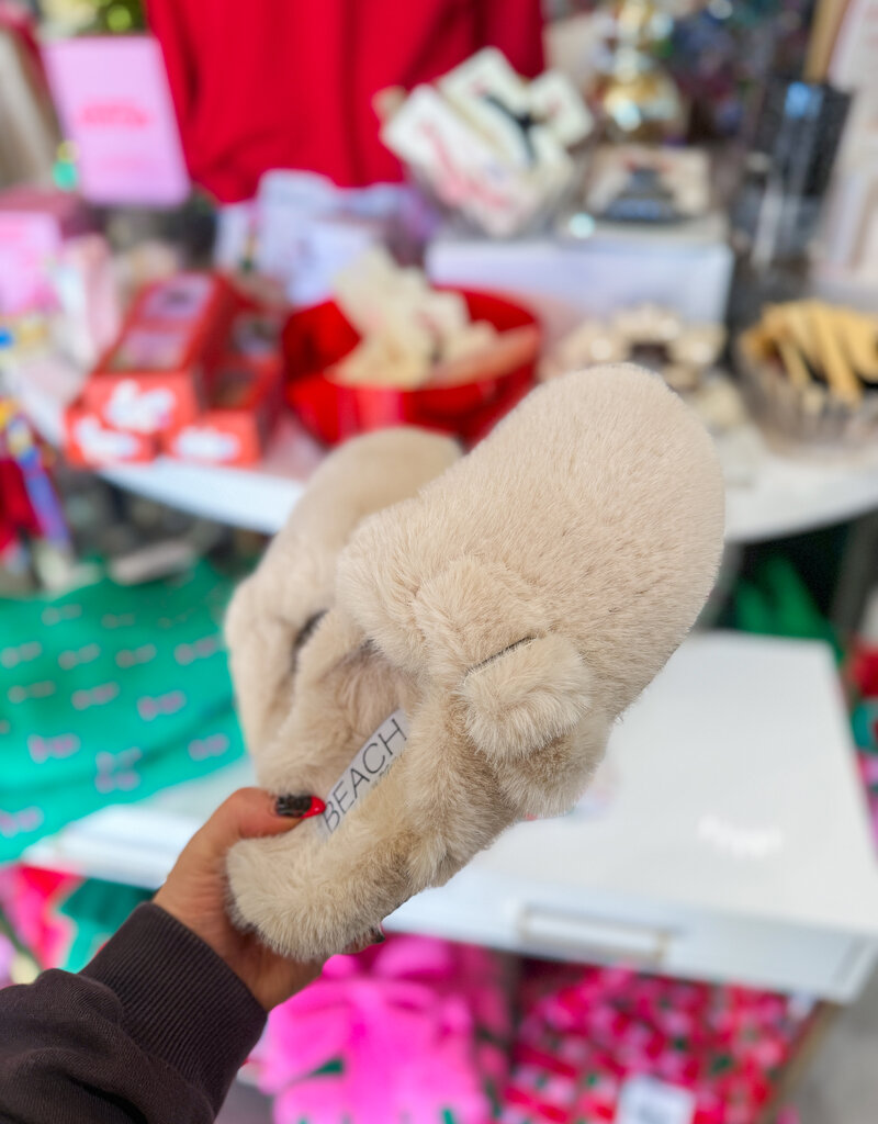 J.HOFFMAN'S Portland Faux Fur Slipper- Natural
