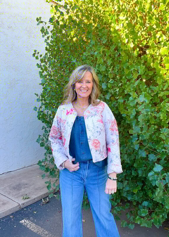 J.HOFFMAN'S Natalie Floral Pink Quilted Jacket