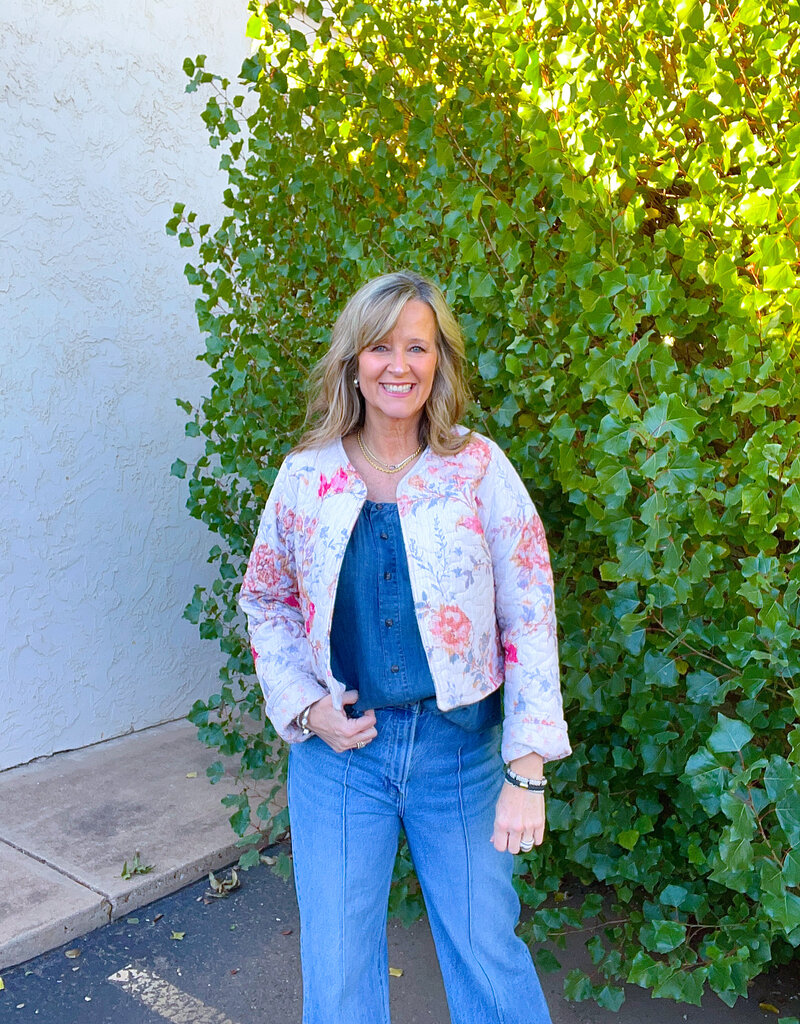 J.HOFFMAN'S Natalie Floral Pink Quilted Jacket