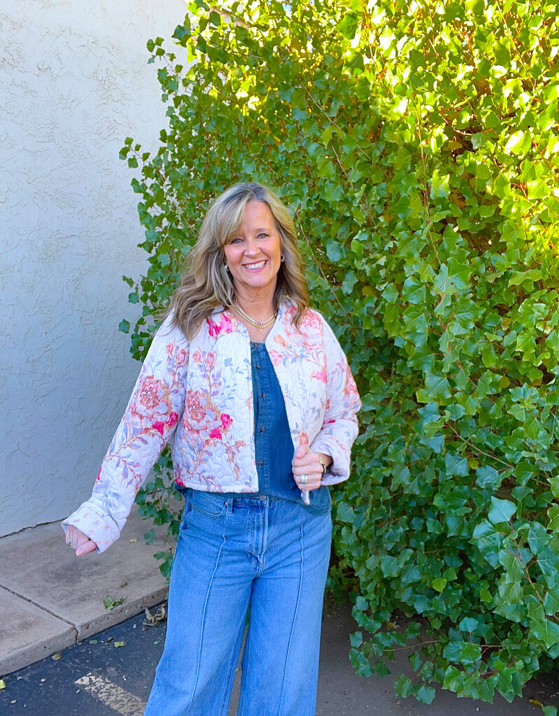 J.HOFFMAN'S Natalie Floral Pink Quilted Jacket