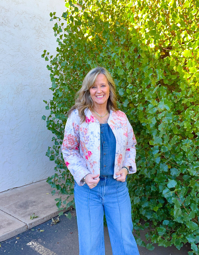 J.HOFFMAN'S Natalie Floral Pink Quilted Jacket