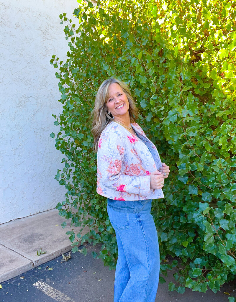 J.HOFFMAN'S Natalie Floral Pink Quilted Jacket