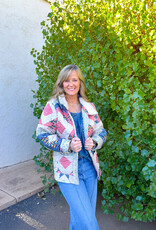 J.HOFFMAN'S Adeline Patchwork Coral Quilted Jacket