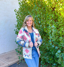 J.HOFFMAN'S Adeline Patchwork Coral Quilted Jacket