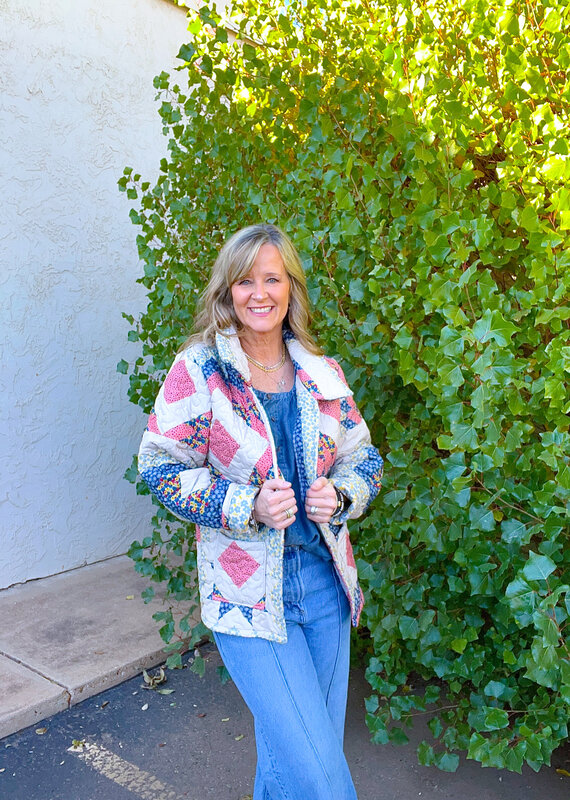 J.HOFFMAN'S Adeline Patchwork Coral Quilted Jacket