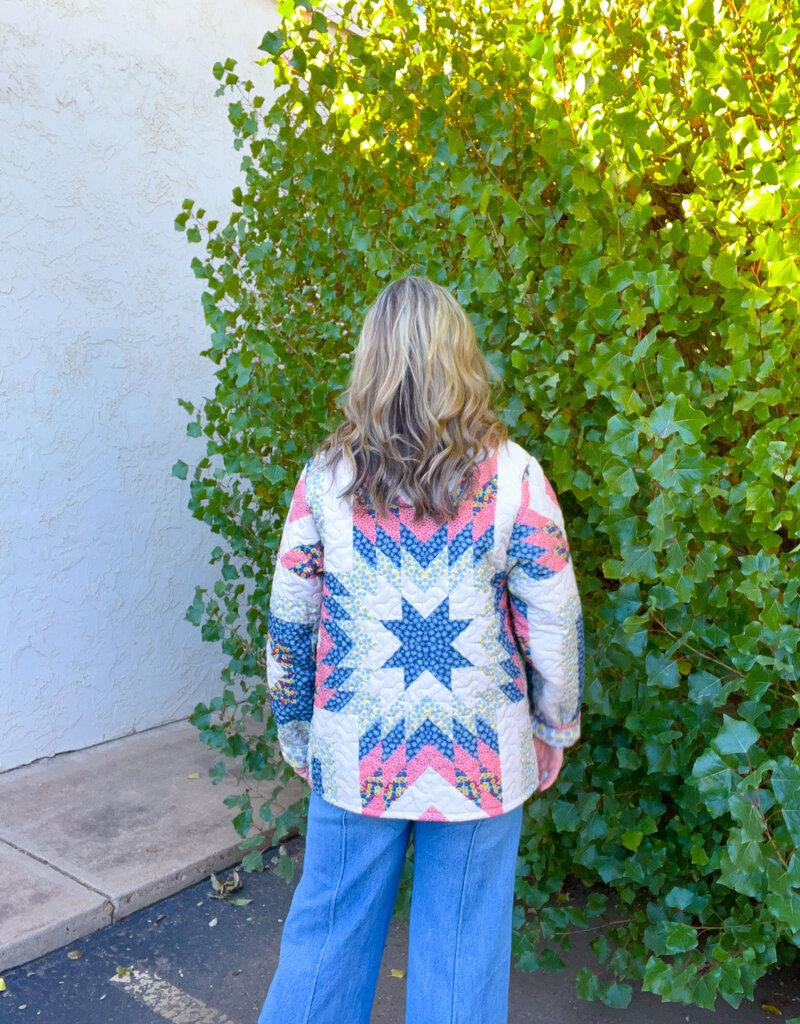 J.HOFFMAN'S Adeline Patchwork Coral Quilted Jacket