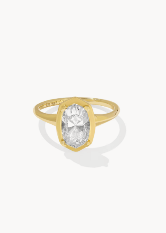 KENDRA SCOTT 2 ct Lab Grown White Diamond Custom Elisa Statement Ring in 14k Yellow Gold