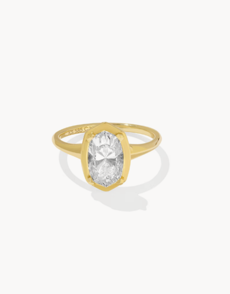 KENDRA SCOTT 2 ct Lab Grown White Diamond Custom Elisa Statement Ring in 14k Yellow Gold