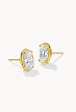 KENDRA SCOTT 2 ct Lab Grown White Diamond Custom Elisa Stud Earrings in 14k Yellow Gold