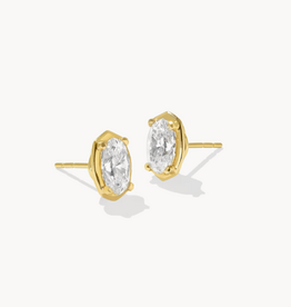 KENDRA SCOTT 2 ct Lab Grown White Diamond Custom Elisa Stud Earrings in 14k Yellow Gold