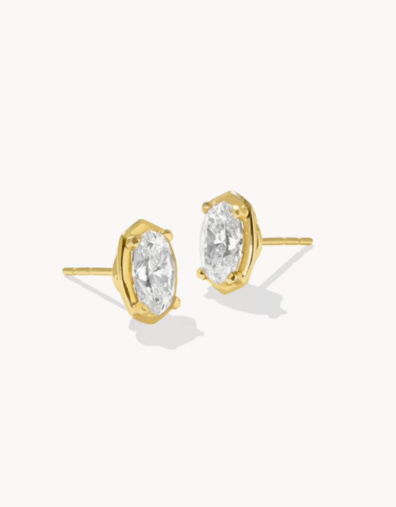 KENDRA SCOTT 2 ct Lab Grown White Diamond Custom Elisa Stud Earrings in 14k Yellow Gold