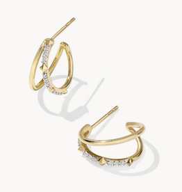 KENDRA SCOTT Astrid 14k Yellow Gold Split Hoop Earrings in White Diamond
