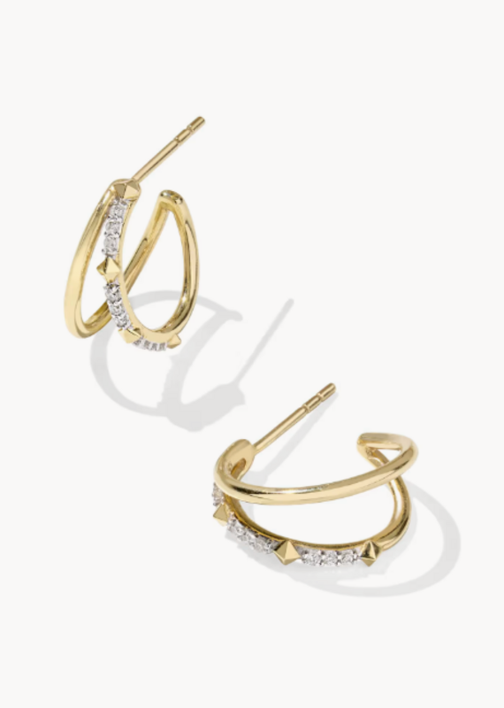 KENDRA SCOTT Astrid 14k Yellow Gold Split Hoop Earrings in White Diamond
