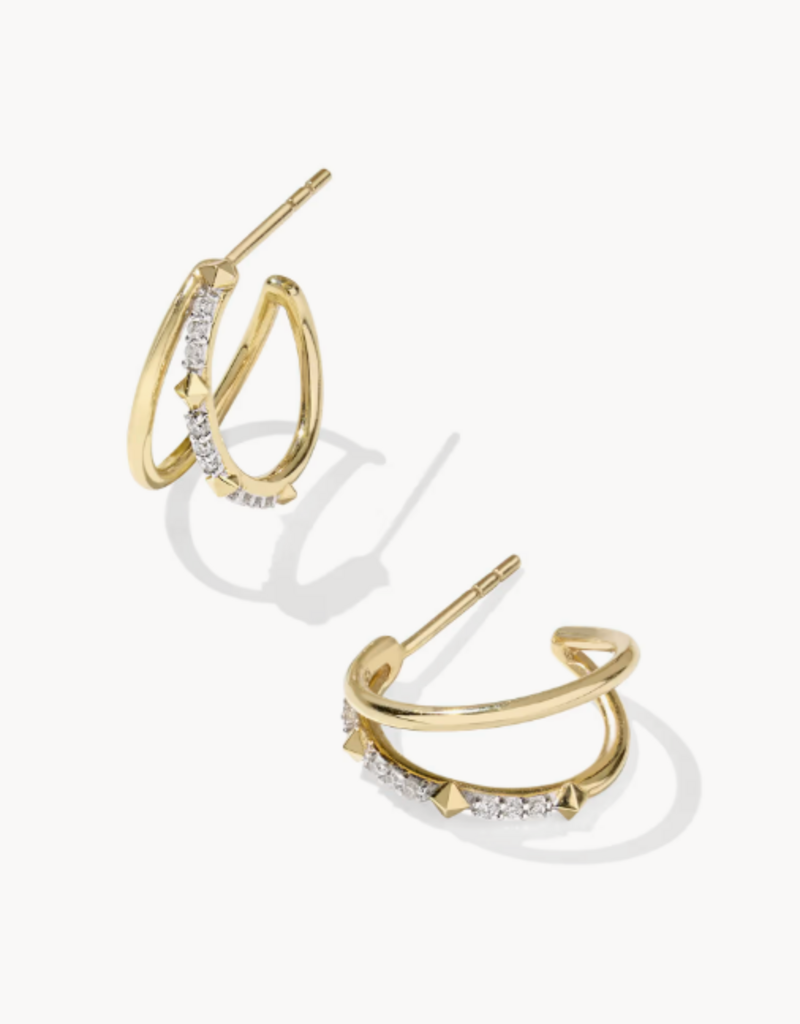 KENDRA SCOTT Astrid 14k Yellow Gold Split Hoop Earrings in White Diamond