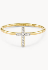 KENDRA SCOTT Cross 14k Yellow Gold Band Ring in White Diamond