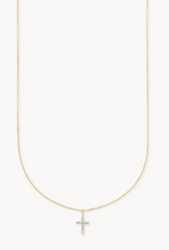 KENDRA SCOTT Cross 14k Yellow Gold Pendant Necklace in White Diamonds