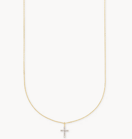 KENDRA SCOTT Cross 14k Yellow Gold Pendant Necklace in White Diamonds