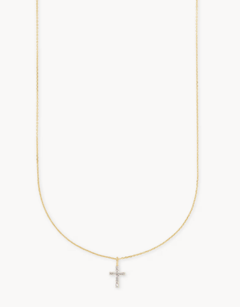 KENDRA SCOTT Cross 14k Yellow Gold Pendant Necklace in White Diamonds