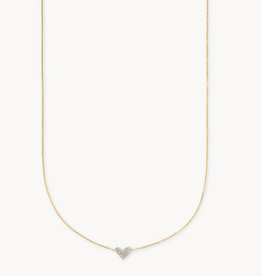 KENDRA SCOTT Heart 14k Yellow Gold Pendant Necklace in White Diamonds
