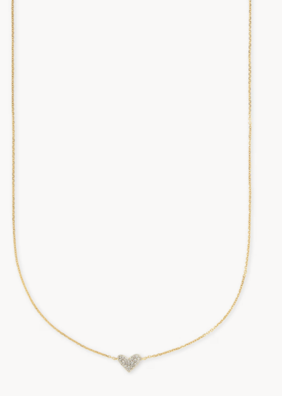 KENDRA SCOTT Heart 14k Yellow Gold Pendant Necklace in White Diamonds