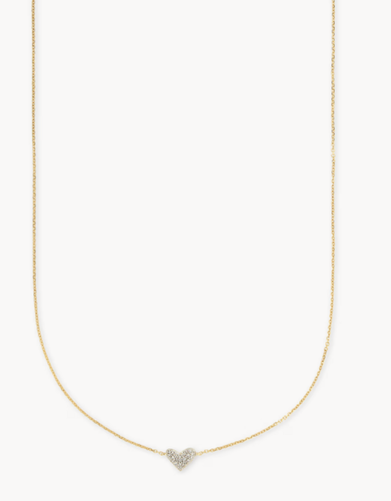 KENDRA SCOTT Heart 14k Yellow Gold Pendant Necklace in White Diamonds
