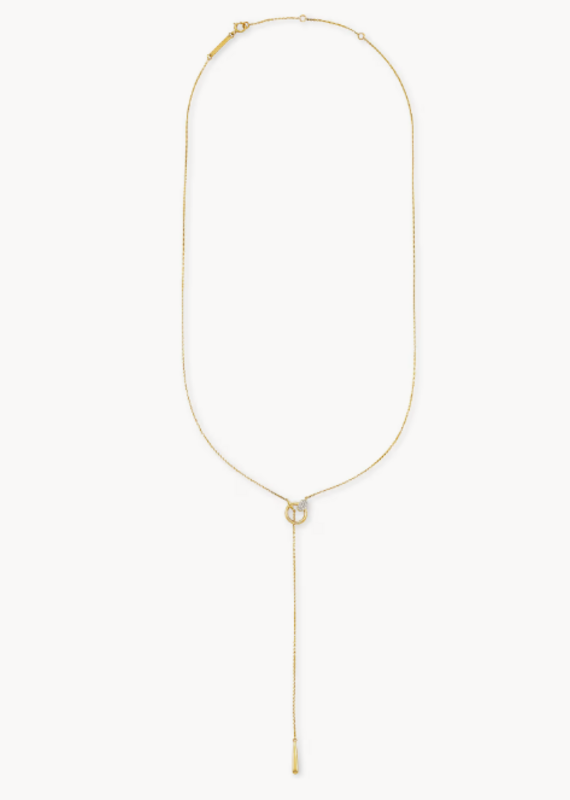 KENDRA SCOTT Tegan 14k Yellow Gold Y Necklace in White Diamond