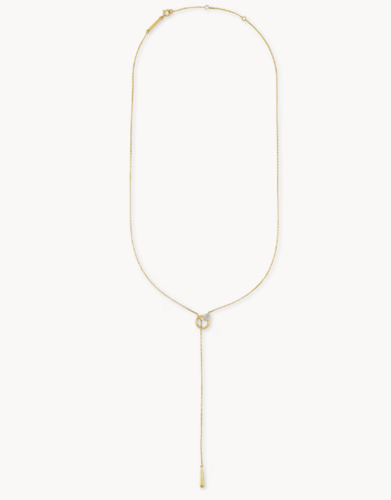 KENDRA SCOTT Tegan 14k Yellow Gold Y Necklace in White Diamond