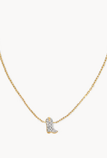 KENDRA SCOTT Tiny Cowboy Boot 14k Yellow Gold Pendant Necklace in White Diamond