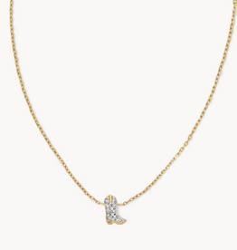 KENDRA SCOTT Tiny Cowboy Boot 14k Yellow Gold Pendant Necklace in White Diamond