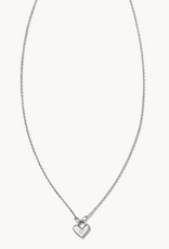 KENDRA SCOTT Tiny Heart Padlock 14k White Gold Pendant Necklace in White Diamond