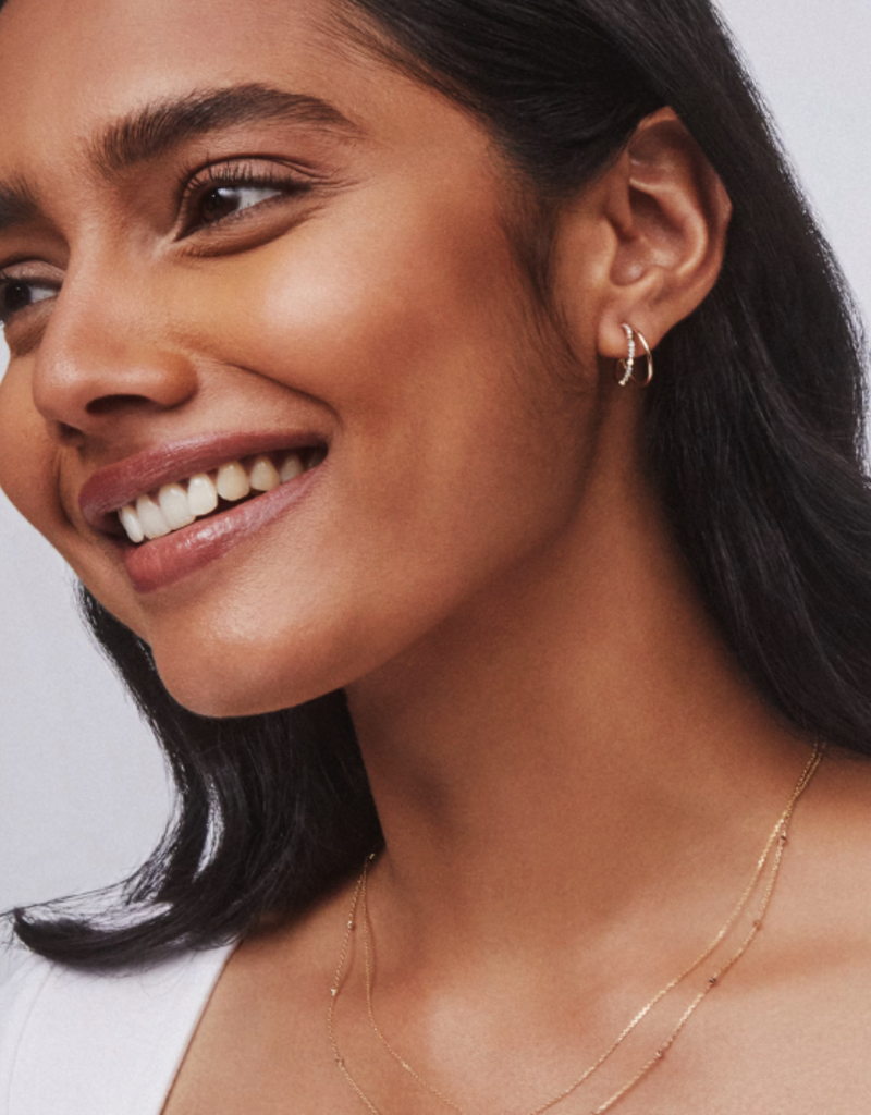 KENDRA SCOTT Astrid 14k Yellow Gold Split Hoop Earrings in White Diamond