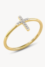 KENDRA SCOTT Cross 14k Yellow Gold Band Ring in White Diamond