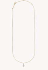 KENDRA SCOTT Cross 14k Yellow Gold Pendant Necklace in White Diamonds