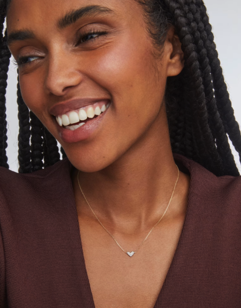 KENDRA SCOTT Heart 14k Yellow Gold Pendant Necklace in White Diamonds