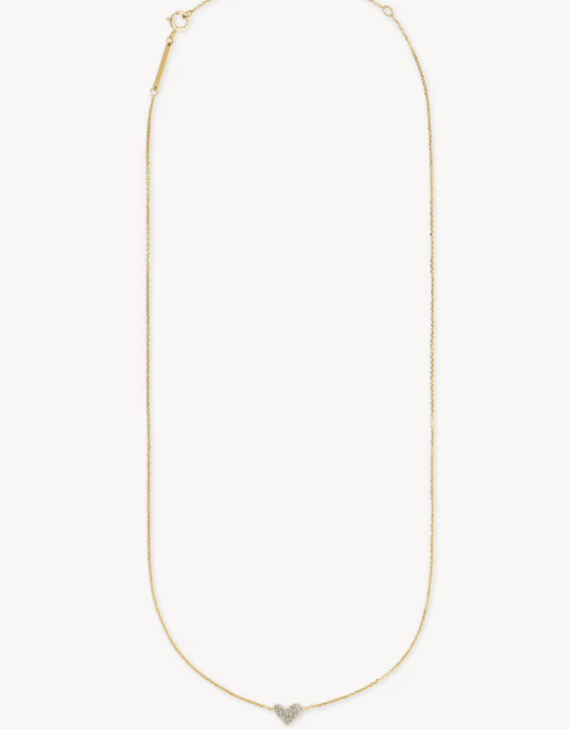 KENDRA SCOTT Heart 14k Yellow Gold Pendant Necklace in White Diamonds